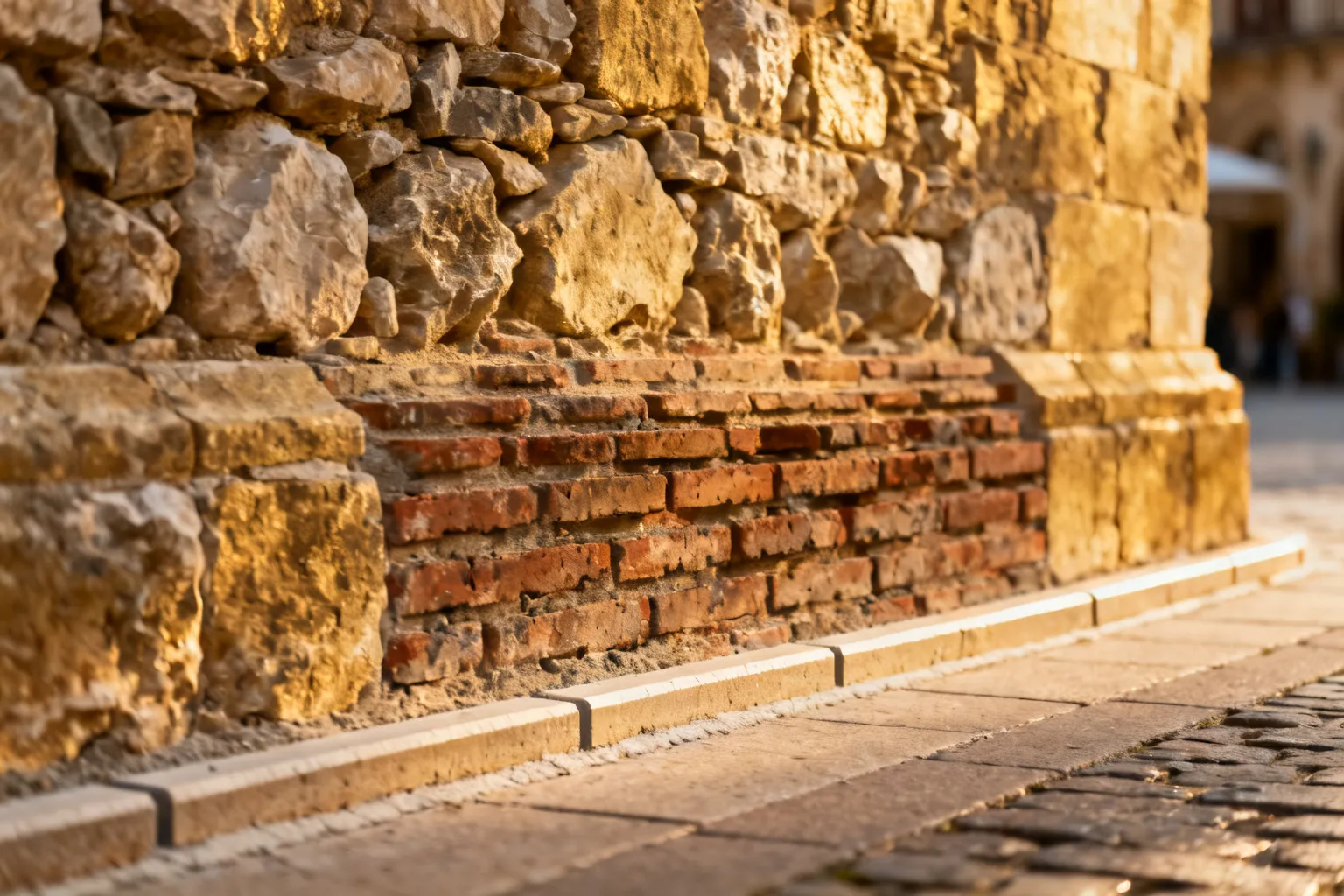 Szczegół fragmentu średniowiecznego muru przy Placu Staromiejskim